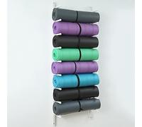 Yoga Mat Storage Rack, Wall Mount Organizer for Foam Rollers and Exercise Bands, Multi-Purpose Equipment for Home or Gym Workouts