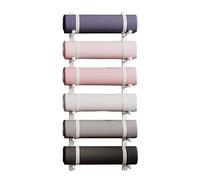 Yoga Mat Storage Rack - Wall Mounted Holder for Mats, Straps, and Foam Rollers with Tilting Bar - Metal Display Stand