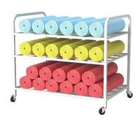 Yoga Mat Storage Rack with Wheels - 3-Layer Gym Equipment Organizer for Dumbbells, Kettlebells, Resistance Bands, and Foam Rollers