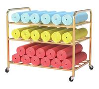 Yoga Mat Storage Rack with Wheels - 3-Layer Gym Equipment Organizer for Dumbbells, Kettlebells, Resistance Bands, and Foam Rollers