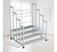 Yoga Mat Storage Rack, Yoga Mat Storage Rack Floor-Standing with Lockable Metal Large Capacity Easy to Install for Dumbbells Kettlebells and Foam Rollers(White - Quadruple Layer,100/39.37in)