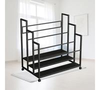 Yoga Mat Storage Rack, Yoga Mat Storage Rack Floor-Standing with Lockable Metal Large Capacity Easy to Install for Dumbbells Kettlebells and Foam Rollers(Black - Three Layers,120cm/47.24in)