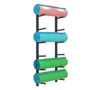 Yoga Mat Storage Stand，Yoga Mat Holder,Wall Yoga Mat Rack, Gym Adjustable Metal Foam Roller Holder/Basketball Stand, Hanging Towel/Exercise Pads Storage Holder - Black