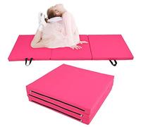 Yoga Mat, Thick Yoga Mat Exercise Mat with Handle Straps 70.9x23.6x2.0in Oxford Cloth + PE Sports Folding Gymnastics Mat for Dance, Gymnastics, Yoga Mat (Pink)
