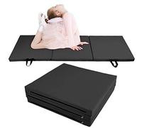 Yoga Mat, Thick Yoga Mat Exercise Mat with Handle Straps 70.9x23.6x2.0in Oxford Cloth + PE Sports Folding Gymnastics Mat for Dance, Gymnastics, Yoga Mat (Black)