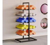 Yoga mat wall bracket, Yoga Mat Holder Wall Mount, Wall Rack Organizer, Storage Foam Roller and Block, for Hanging Yoga Strap, Resistance Bands at Fitness Class or Home Gym, Decor(Black,50*40*130cm)