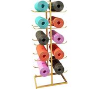 Yoga Mat Weight Rack Foam Roller, Floor Standing Metal Double Sided Vertical Display Stand(Gold)