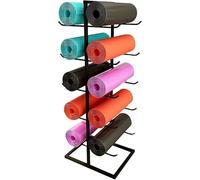 Yoga Mat Weight Rack Foam Roller, Floor Standing Metal Double Sided Vertical Display Stand(Schwarz)