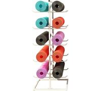 Yoga Mat Weight Rack Foam Roller, Floor Standing Metal Double Sided Vertical Display Stand(White)