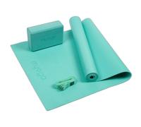 Myga RY889 Yoga Starter Set with Studio Yoga Mat, Yoga Block Brick and Metal D-Ring Yoga Strap - Yoga Beginners Starter Kit - Complete Set - Turquoise