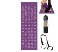 Yoga Mat with Postures and Alignment Lines, Double Sided Pilates Mat | 173x61x0.4cm Non Slip Exercise Mats for Women, 4mm Thick Workout Equipment for Home and Studio