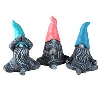 Yoga Meditating Gnomes Garden Ornaments 16cm Pink Blue Figurines - Set of 3