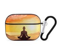 Yoga Meditation AirPods Pro Case Cover with Keychain Ring PC Hard Shell Protective Case for AirPods Pro 2nd for Women Men Generation Easy Open Full Drop Protection Cover Black-Style