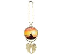 Yoga Meditation Car Hanging Ornament Rear View Mirror Pendant Lucky Presents Hanging Ornament Funny Car Pendant for Office Auto Home Decoration Golden-style