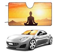 Yoga Meditation Car Windshield Sun Shade Keep Car Interior Cool 55"x30" Folding Front Window Sun Shade, Heat Shield for SUV, Truck, Blocks UV
