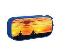 Yoga Meditation Large Capacity Double Layer Pencil Case,Customizable Full Print Polyester Fabric Organizer-School, Office, Travel Makeup Pouch