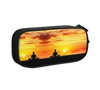 Yoga Meditation Large Capacity Double Layer Pencil Case,Customizable Full Print Polyester Fabric Organizer-School, Office, Travel Makeup Pouch