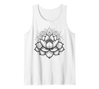 Yoga Meditation Mandala on Lotus Flower Tank Top, Men, White, Small