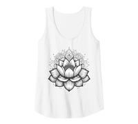 Yoga Meditation Mandala on Lotus Flower Tank Top, Women, White, Medium