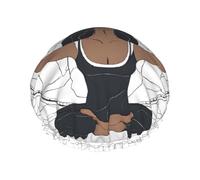 Yoga Meditation -Print Extra Large Waterproof Shower Cap-Double Layer Protection For Long/Curly Hair - Reusable & Travel Friendly.