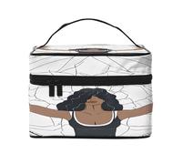 Yoga Meditation -Print Waterproof Large Cosmetic Bag for Travel & Gym, Makeup Organizer with 4 Elastic Straps & Compartments,Premium Twill Fabric.