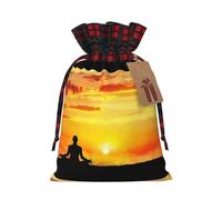 Yoga Meditation Printed Gift Bag, Perfect Color Blocking Burlap Gift Bag