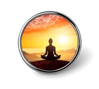 Yoga Meditation Round Badge Personalized Metal Lapel Pin Badges Fit Clothing Bags Hat Humorous Printed Brooch Badge Party Decorations Accessories for Men Women