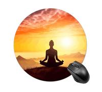 Yoga Meditation Round Mouse Pad Smooth Glide Gaming Mousepad Extra Density Portable Comfortable Mouse Mat for Desk, Home, Office 7.8x7.8 Inches