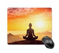 Yoga Meditation Square Mouse Pad Portable Computer Mousepad with Non-Slip Rubber Base 18 * 22cm Ultra-Thin Gaming Mouse Mat for Computer Laptop Office Desk Accessories