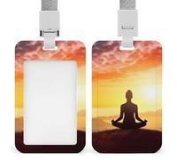 Yoga Meditation Vertical Badge Holders for Office, Retractable Badge Reel