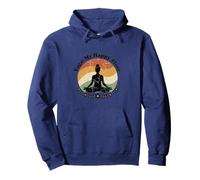 Yoga My Happy Place Retro Meditation Lotus Pose Botanical Pullover Hoodie