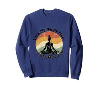 Yoga My Happy Place Retro Meditation Lotus Pose Botanical Sweatshirt