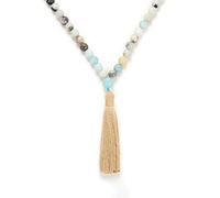 Yoga Necklace Jewellery Beads Long Tassel Necklace Jasper with 108 Mala Beads for Men or Women, Stone
