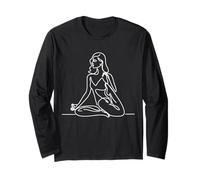 Yoga One Line Art Drawing Minimalist Pose Long Sleeve T-Shirt