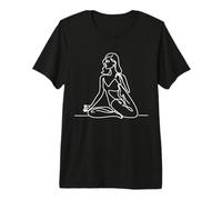 Yoga One Line Art Drawing Minimalist Pose Premium T-Shirt