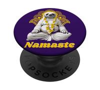 Yoga Panda Buddha Floating Namaste Meditation Yellow Flowers PopSockets Adhesive PopGrip