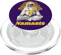 Yoga Panda Buddha Floating Namaste Meditation Yellow Flowers PopSockets PopGrip for MagSafe