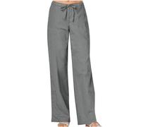 Yoga Pants for Women Petite Cotton Palazzo Pants Bootcut Soft Stretchy Cropped Trousers High Rise Bootleg Stretch Bottoms Summer Linen Trousers Ladies Joggers Pull On Lounge Pants Gray
