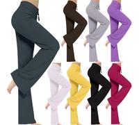 Yoga Pants for Women UK Clearance,High Waist Flare Leggings Ladies Bootcut Wide Leg Bottoms Stretch Bootleg Drawstring Loose Fit Workout Gym Joggers Casual Lounge Wear Work Flare Trousers