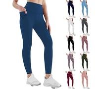 Yoga Pants for Women UK Naked Feeling High Waist Tight Tummy Butt Lifting Yoga Pants with Pockets Black Sport Stretchy Gym Trousers Running Soft Tummy Control Trousers Workout Hiking