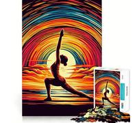 Yoga Pop Art Sunset 1000-piece Jigsaw Puzzles Think Exercise Game Tight Interlock No Gaps Interactive Brain Challenge for Home (38x52cm)