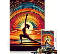 Yoga Pop Art Sunset 1000 Piece Jigsaws for Adults Puzzle Improve Memory Happy Idle Time Laser Cut Art Xmas Gift (38x52cm)