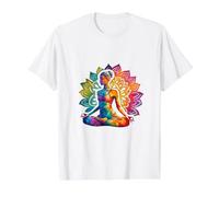 Yoga Pose Meditation Practice OM Lotus Flower Namaste Color Value Graphic T-Shirt, Men, White, S