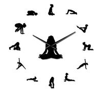 Yoga Poses DIY Giant Wall Clock Find Your Balance Meditation Wall Art Home Dcor Modern Large Wall Clock Watch Mindfulness Gift(Black,37inch)