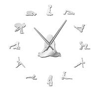 Yoga Poses DIY Giant Wall Clock Find Your Balance Meditation Wall Art Home Dcor Modern Large Wall Clock Watch Mindfulness Gift(Silver,47inch)