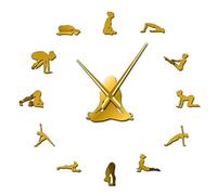 Yoga Poses DIY Giant Wall Clock Find Your Balance Meditation Wall Art Home Dcor Modern Large Wall Clock Watch Mindfulness Gift(Gold,27inch)