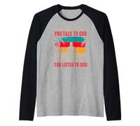 Yoga Prayer is When You Talk to God Meditation is When Raglan Baseball Tee