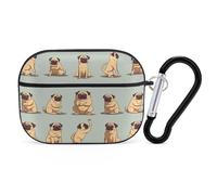 Yoga Pug AirPods Pro 2 Case Cover, Shockproof Hard Shell Protective Case for Women Men, Compatible with Airpod Pro Case 2nd/1st Generation with Keychain-Black