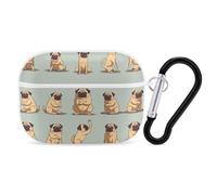 Yoga Pug AirPods Pro Case Cover with Keychain Ring PC Hard Shell Protective Case for AirPods Pro 2nd for Women Men Generation Easy Open Full Drop Protection Cover White-Style