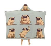 Yoga Pug Blanket Snuggly Luxury Cloak Hooded Wearable Blankets Gift Idea for Mom Super Soft Warm Lightweight Throw Blanket for Travel Camping 50"x60"
